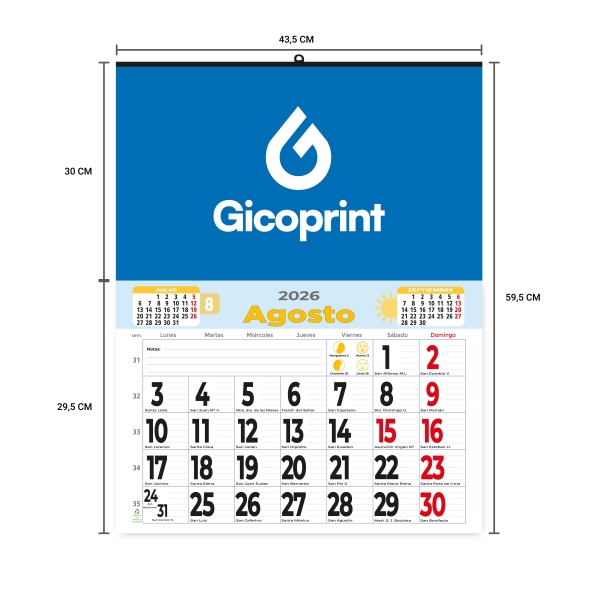 Calendario pared con faldilla
