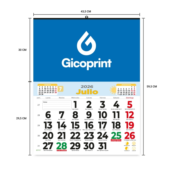 Calendario pared con faldilla
